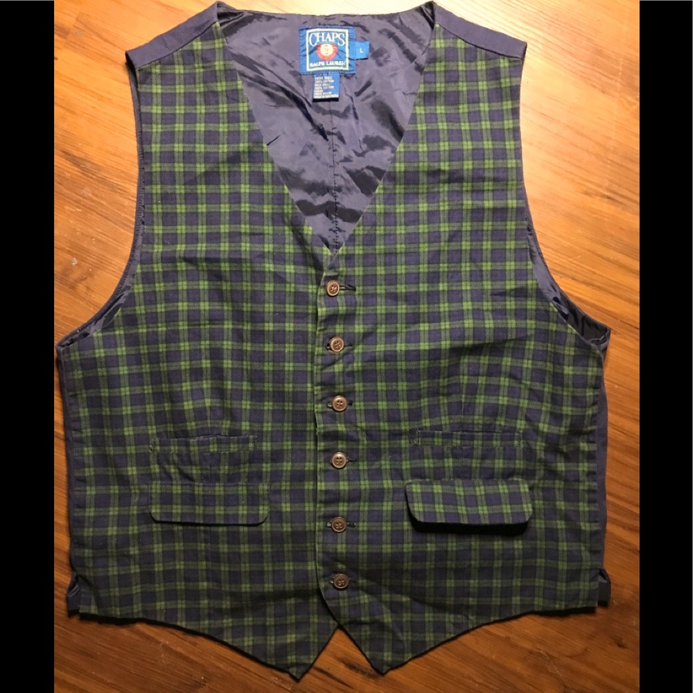 Men’s Vintage Chaps Ralph Lauren Plaid Vest Size L